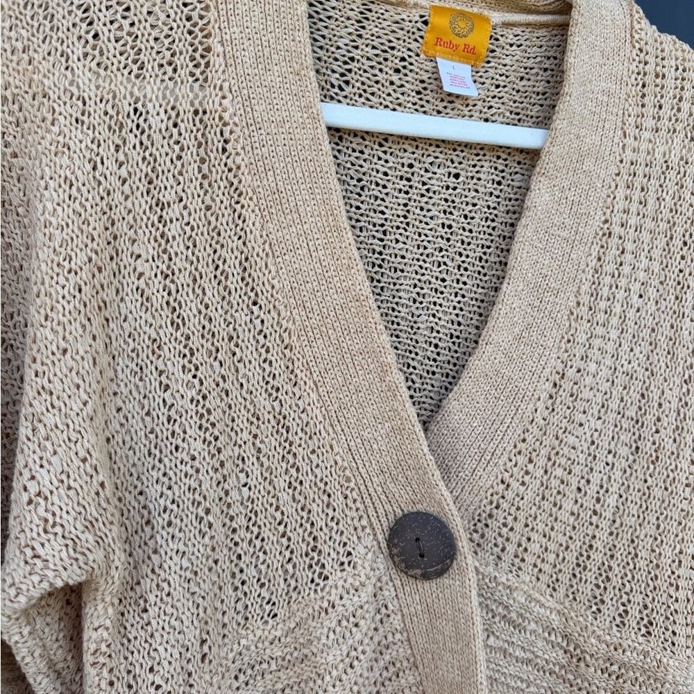Ruby Rd. Women's Beige Knit Cardigan Sweater - Picture 2 of 3